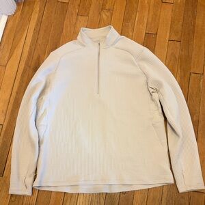 Men's XL Quarter-Zip Waffle Knit Pullover Sweater - Cream - Lululemon